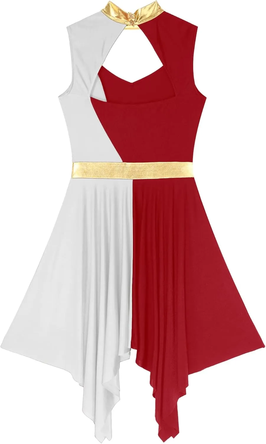 Women Praise Dance Dresses Cutout Sleeveless Worship Tunic Irregular Hem Liturgical Dancewear