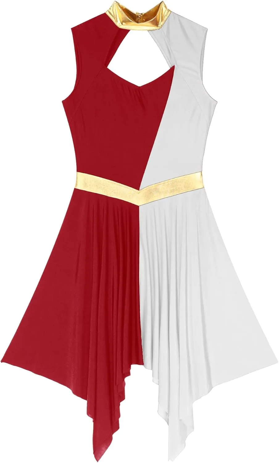 Women Praise Dance Dresses Cutout Sleeveless Worship Tunic Irregular Hem Liturgical Dancewear