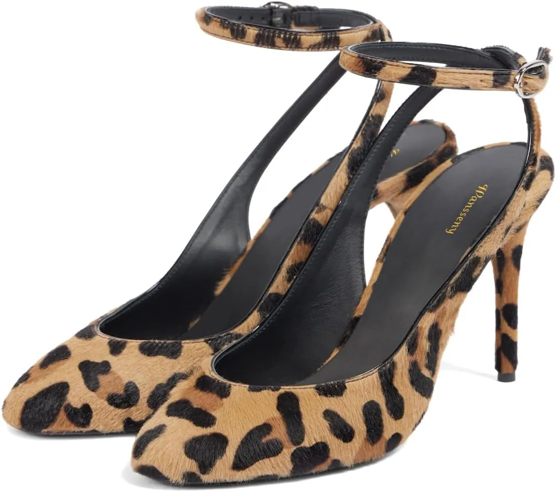 Women Stiletto High Heel Ankle Strap Pumps Round Toe Strappy Graceful Sandals Wedding Party Evening Dress Shoes Size 4-16 US
