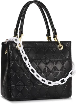 Women's Checkered Top Handle Satchel Bag PU Leather Stylish Crossbody Shoulder Bag Work Tote Elegant Handbag and Purse，bag419OWOISS