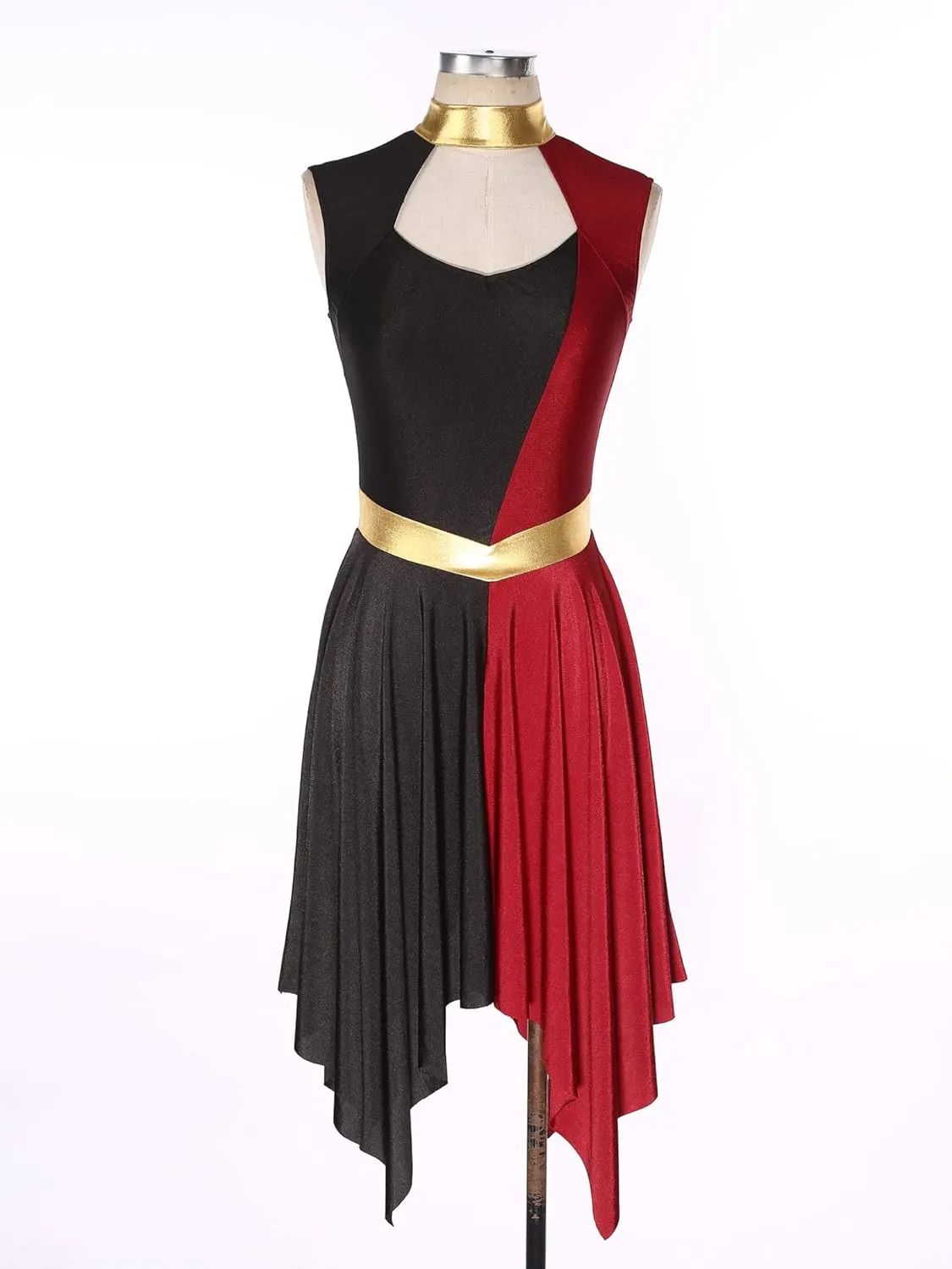 Women's Color Block Praise Dance Dress Liturgical Worship Tunic Irregular Hem Church Dancewear