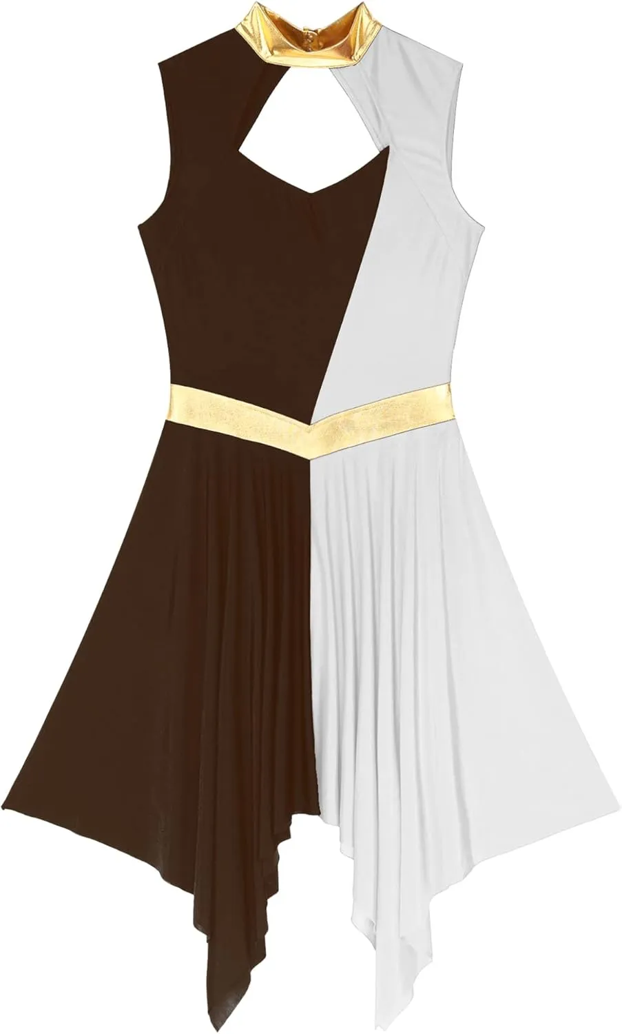 Women's Color Block Praise Dance Dress Liturgical Worship Tunic Irregular Hem Church Dancewear
