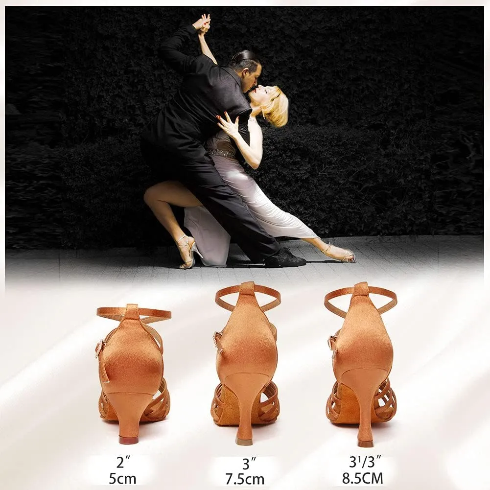 Women's Latin Salsa Dance Shoes Ballroom Performance Professional Practice Dancing Shoes,Model 802QB