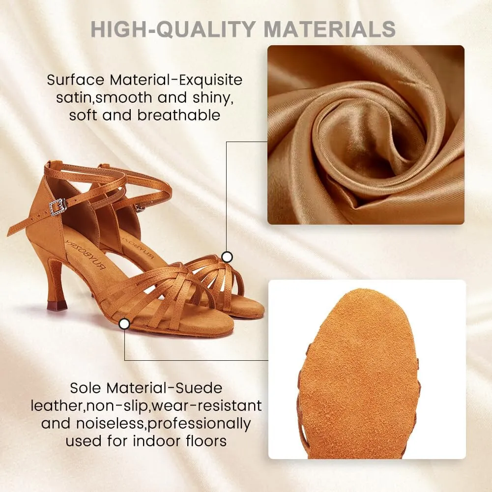 Women's Latin Salsa Dance Shoes Ballroom Performance Professional Practice Dancing Shoes,Model 802QB