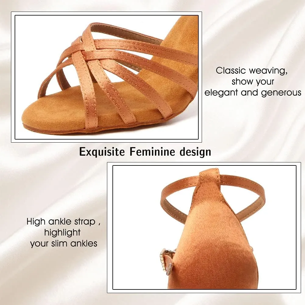Women's Latin Salsa Dance Shoes Ballroom Performance Professional Practice Dancing Shoes,Model 802QB