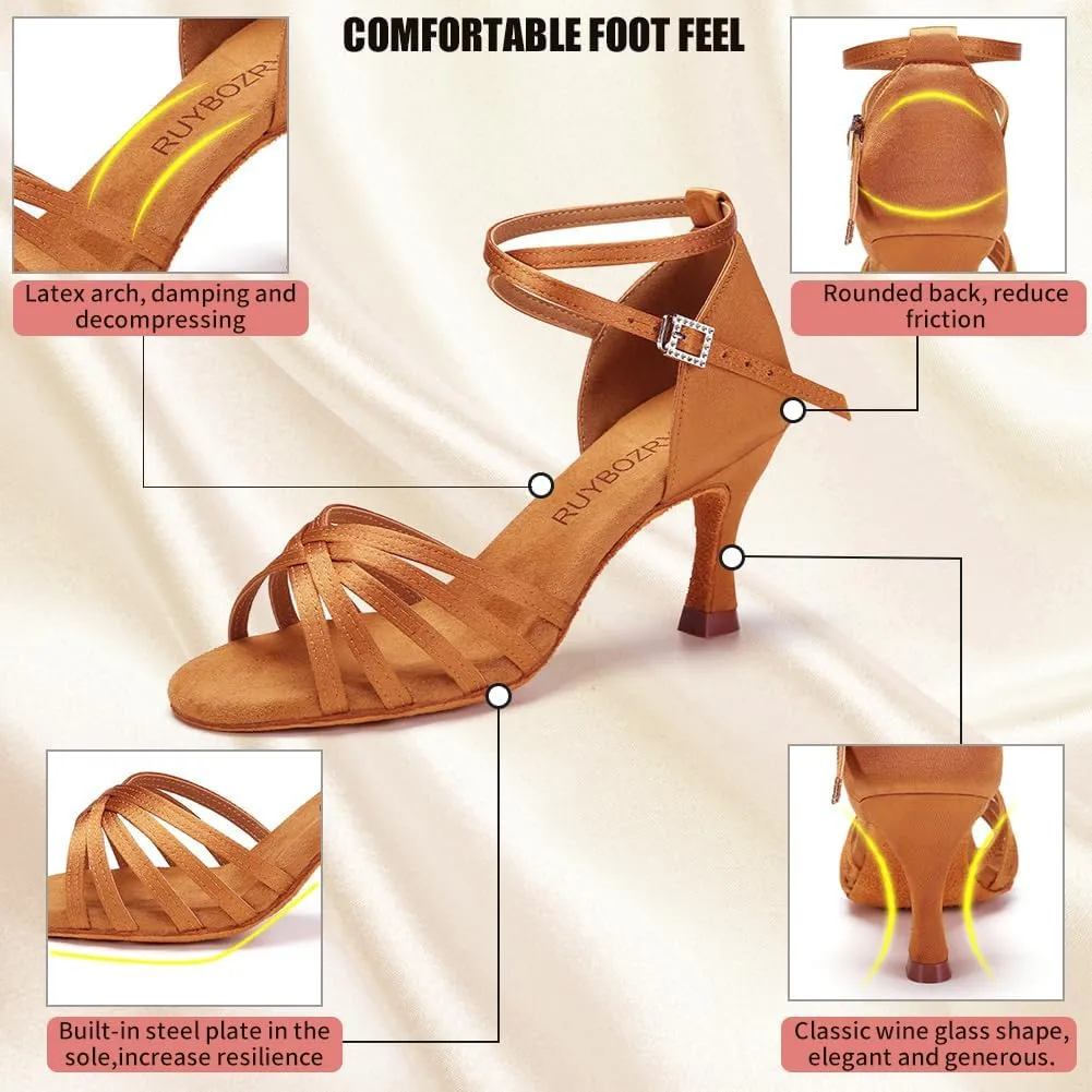 Women's Latin Salsa Dance Shoes Ballroom Performance Professional Practice Dancing Shoes,Model 802QB