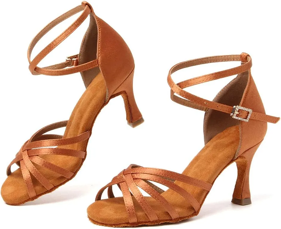 Women's Latin Salsa Dance Shoes Ballroom Performance Professional Practice Dancing Shoes,Model 802QB