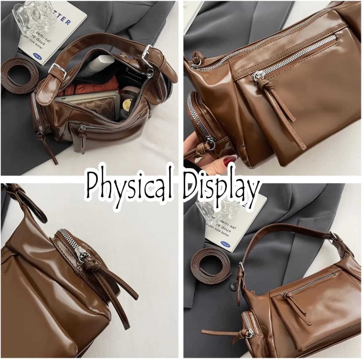 Women's Vegan Leather Tote Bag Y2k Shoulder Bag Vintage Cute Shoulder Purse Punk Streetwear Trending Fashion 2025