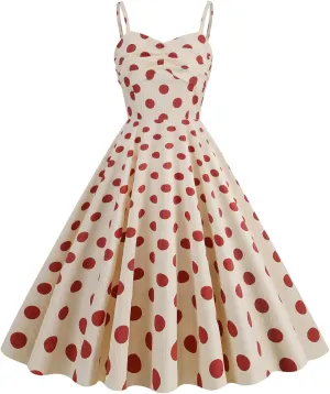 Women's Vintage Plaid Dress Spaghetti Strap Gingham A-line Swing Cocktail Party Dresses