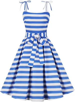 Women's Vintage Plaid Dress Spaghetti Strap Gingham A-line Swing Cocktail Party Dresses