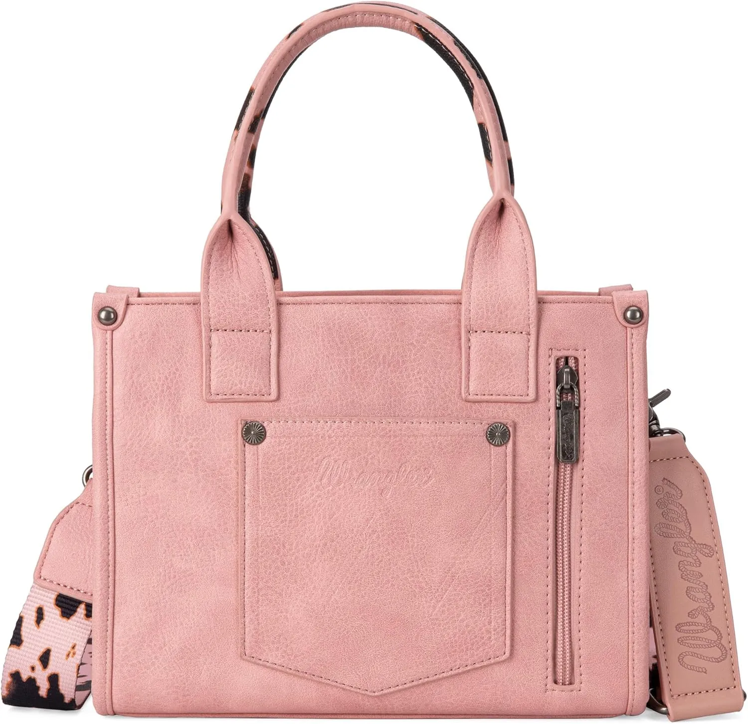 Wrangler Cow Print Tote Bag for Women Western Purse Boho Top Handle Satchel Handbag with Signature Strap