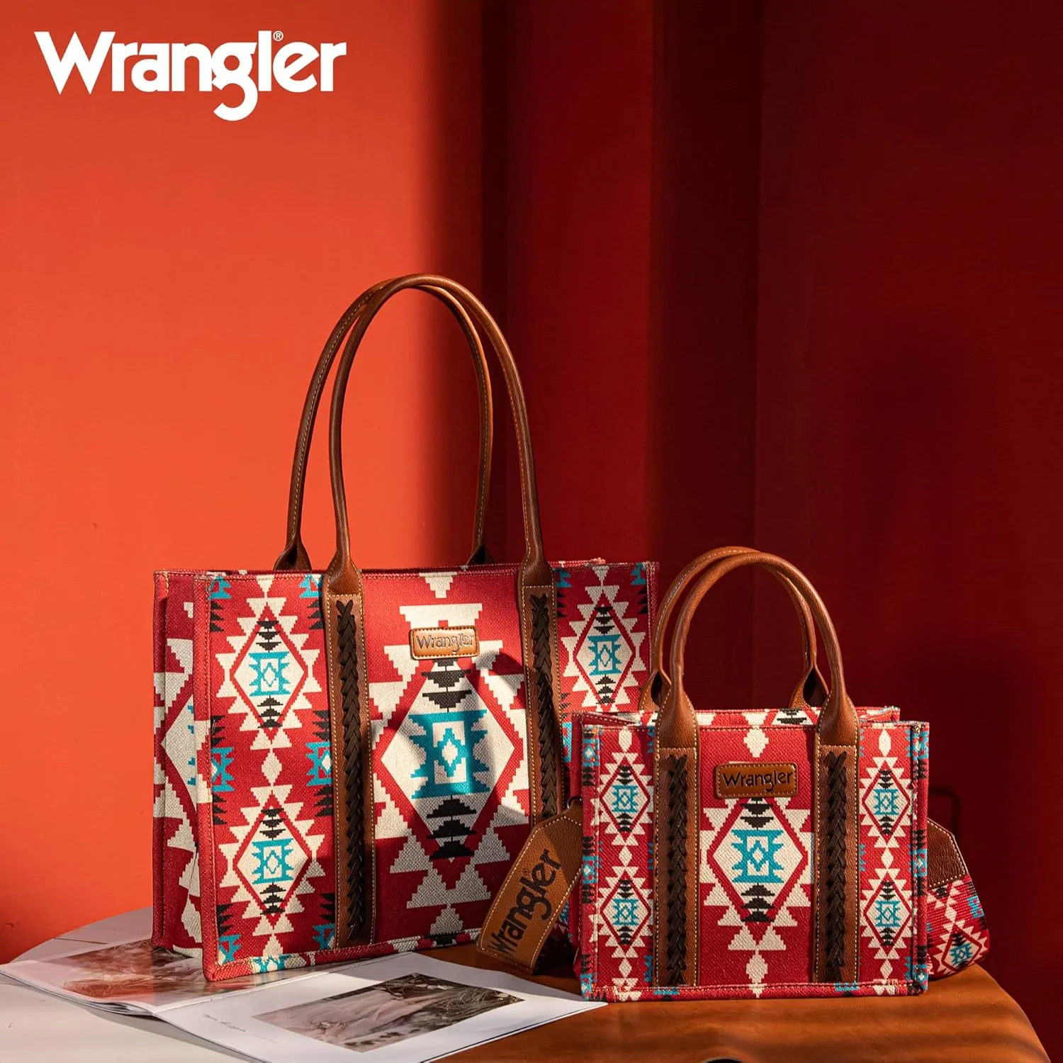 Wrangler Tote Bag for Women Western Purse and Aztec Satchel Handbag