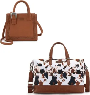 Wrangler Western Tote Bag and Cow Print Travel Duffle Bag for Women