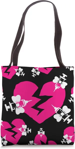 Yami Kawaii Sick Cute Broken Heart with Syringes and Bows Tote Bag