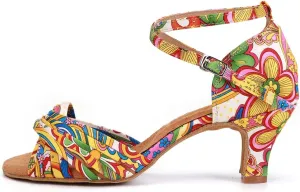 YKXLM Ballroom Dance Shoes for Women Latin Salsa Tango Professional Performance Dancing Shoes Kitten Heel