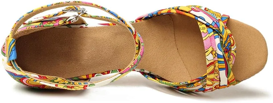 YKXLM Ballroom Dance Shoes for Women Latin Salsa Tango Professional Performance Dancing Shoes Kitten Heel