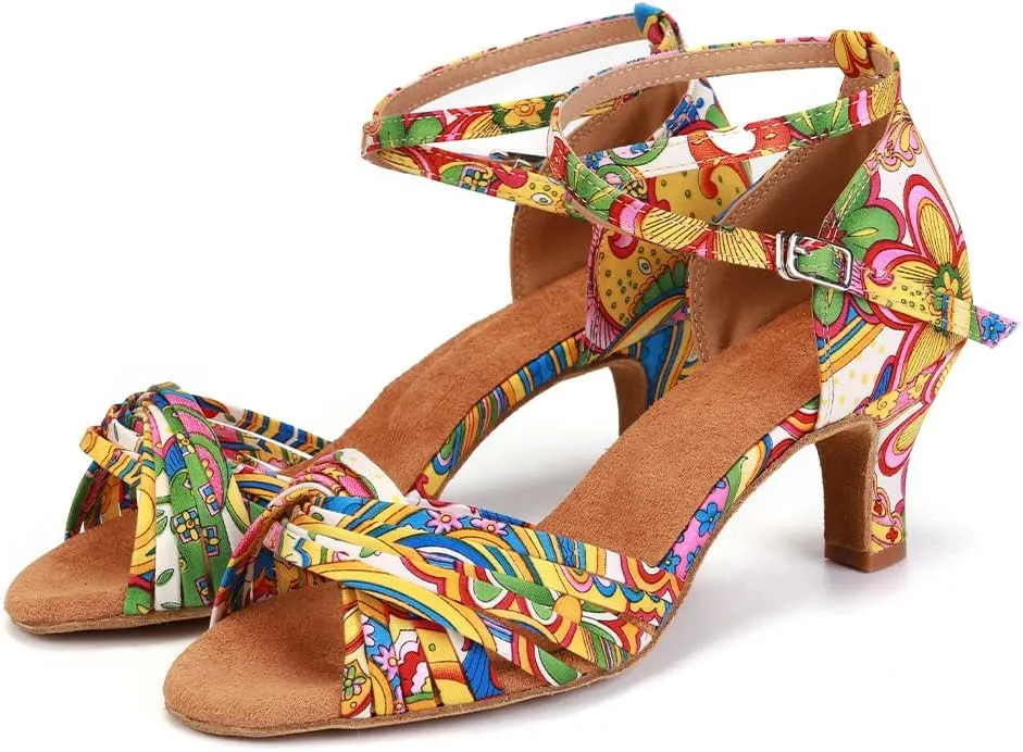 YKXLM Ballroom Dance Shoes for Women Latin Salsa Tango Professional Performance Dancing Shoes Kitten Heel
